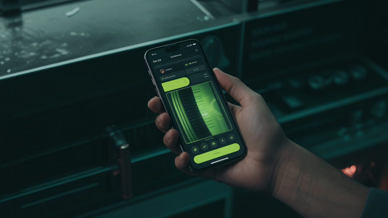 Hand holding smartphone showing InsideFam app interface in nightclub