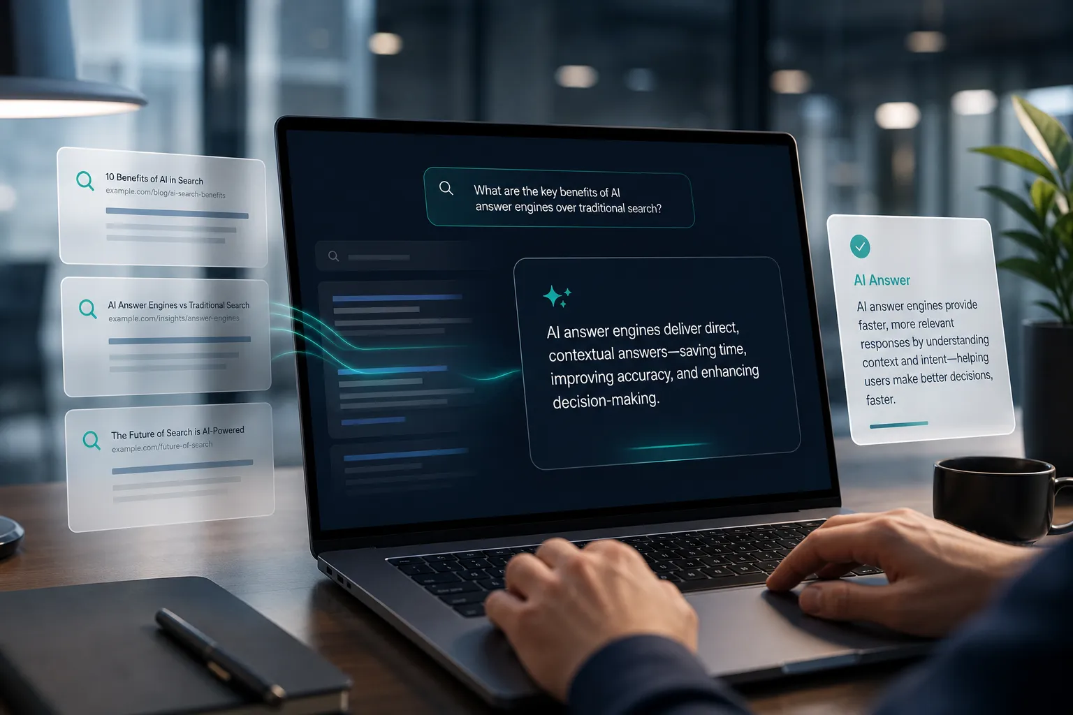 Imagem sobre SEO, GEO, AEO e AIO para empresas e a mudança para respostas directas de IA