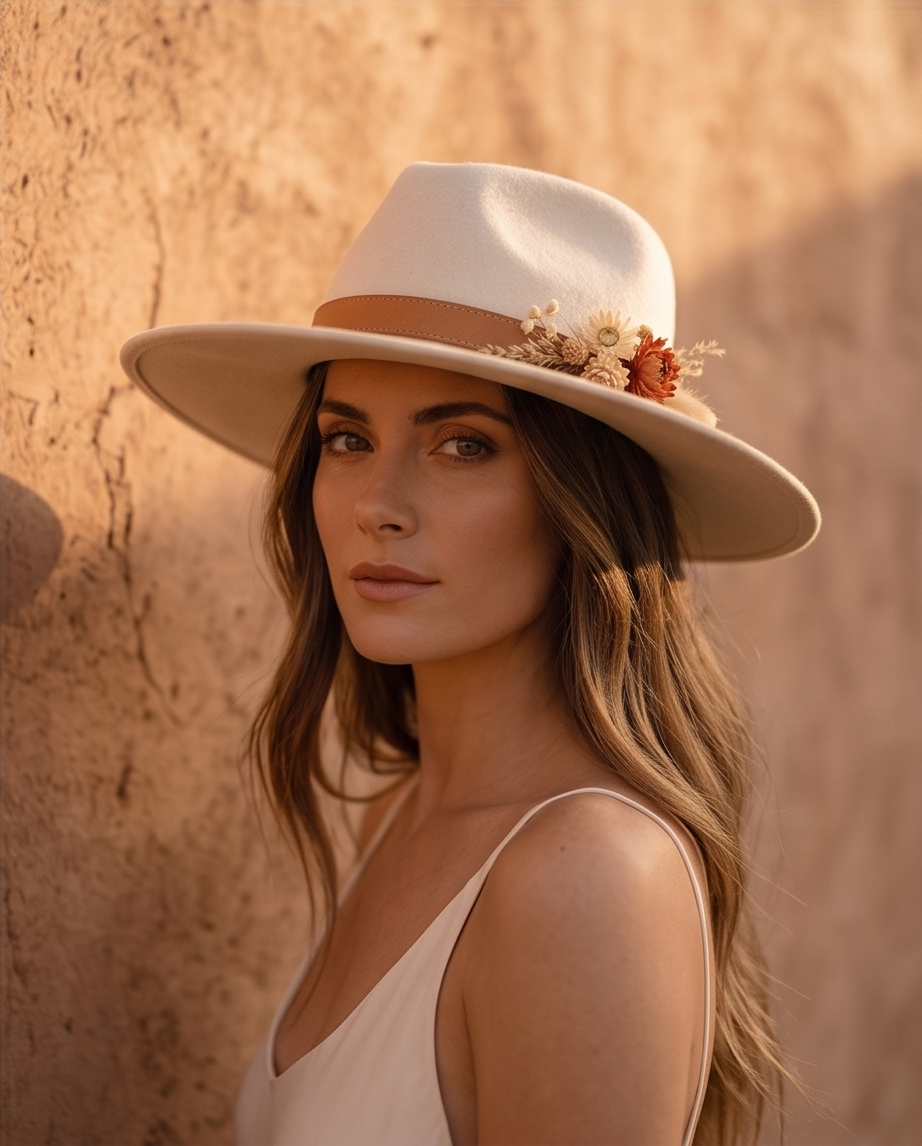 Silhouette éditoriale — chapeau feutre