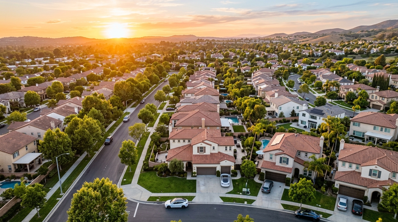 Aerial view of Sacramento residential neighborhood