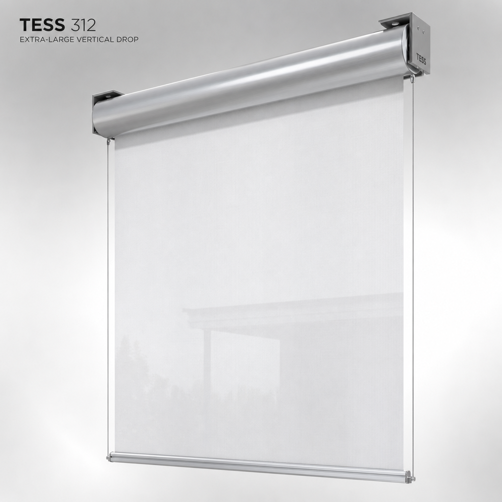 Large-Span & Pergola Shades — Guthrie Douglas TESS 312 Drop-Down Roller Shade — distributed by Blind Solutions®