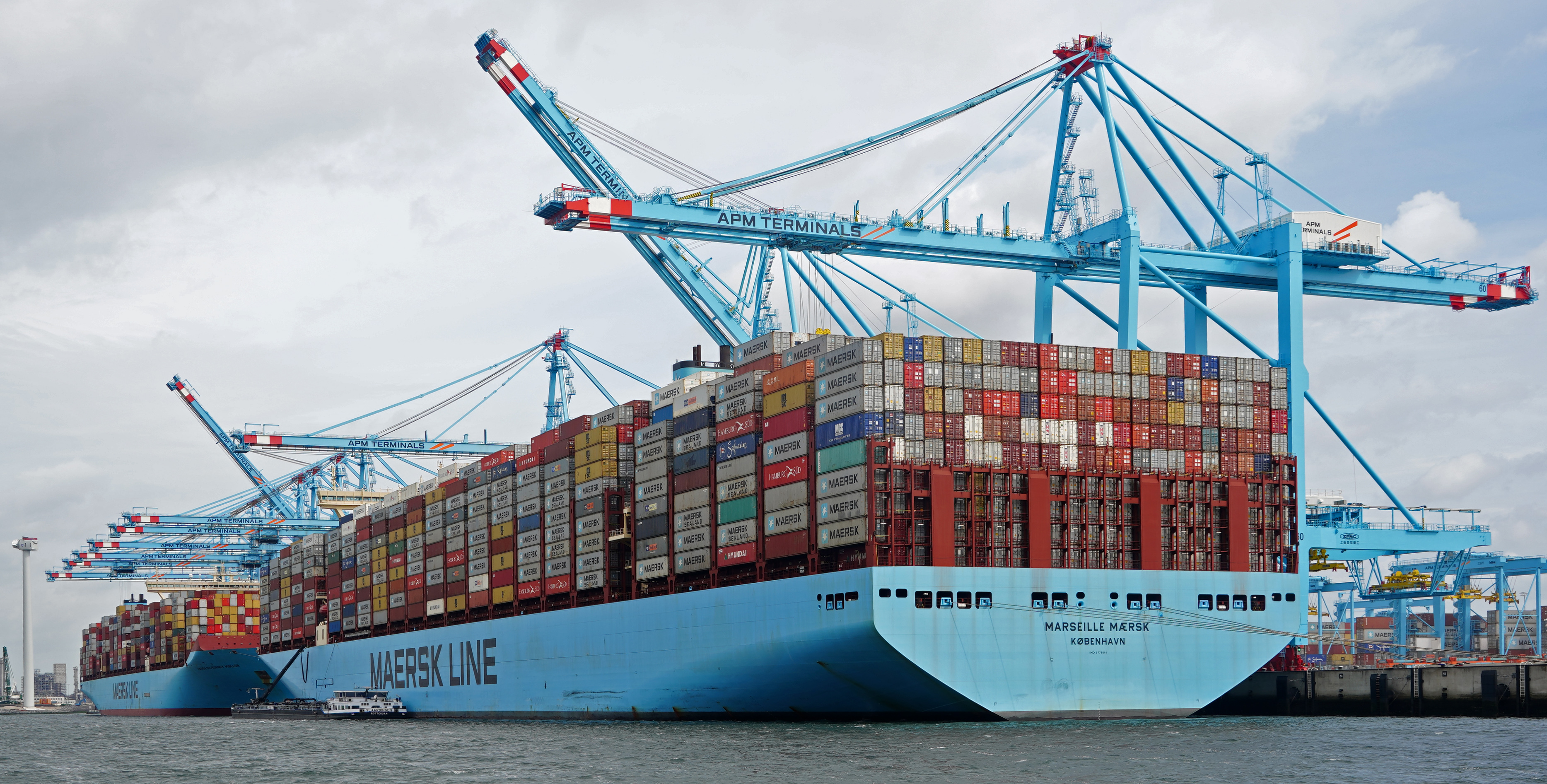 Container ships at port representing global logistics and distribution