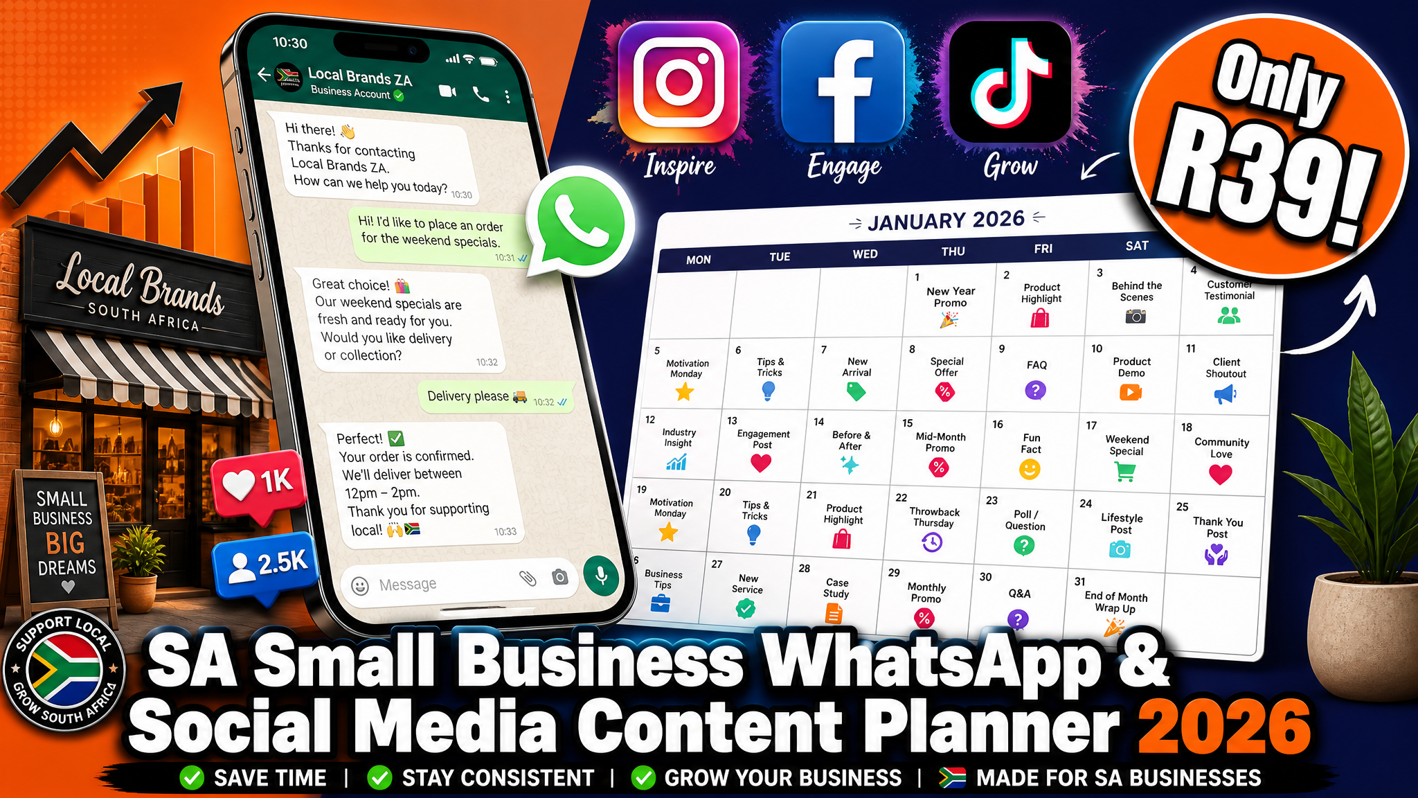 SA Small Business WhatsApp & Social Media Content Planner 2026