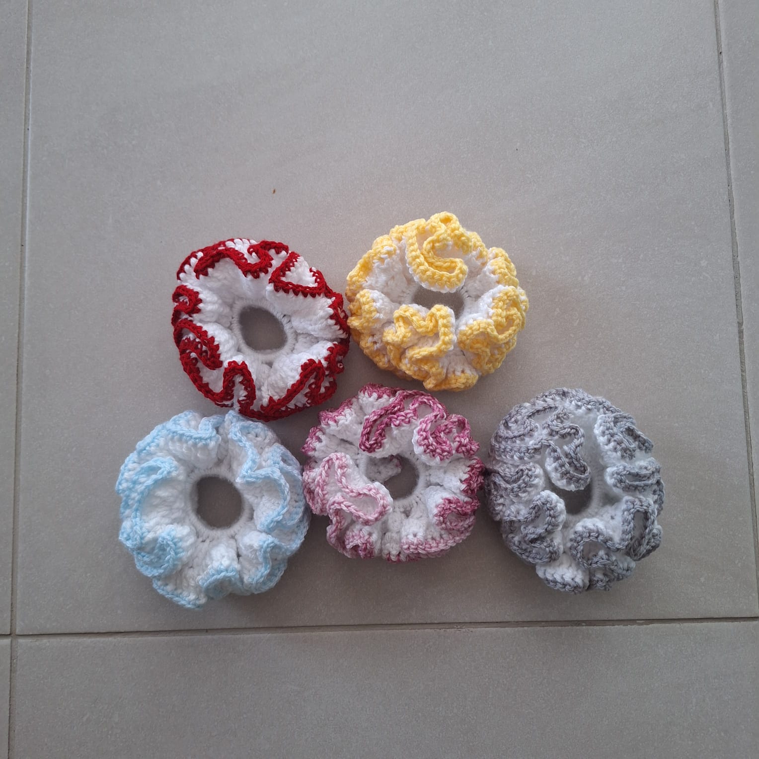 Burgundy with Cream Trim Scrunchie