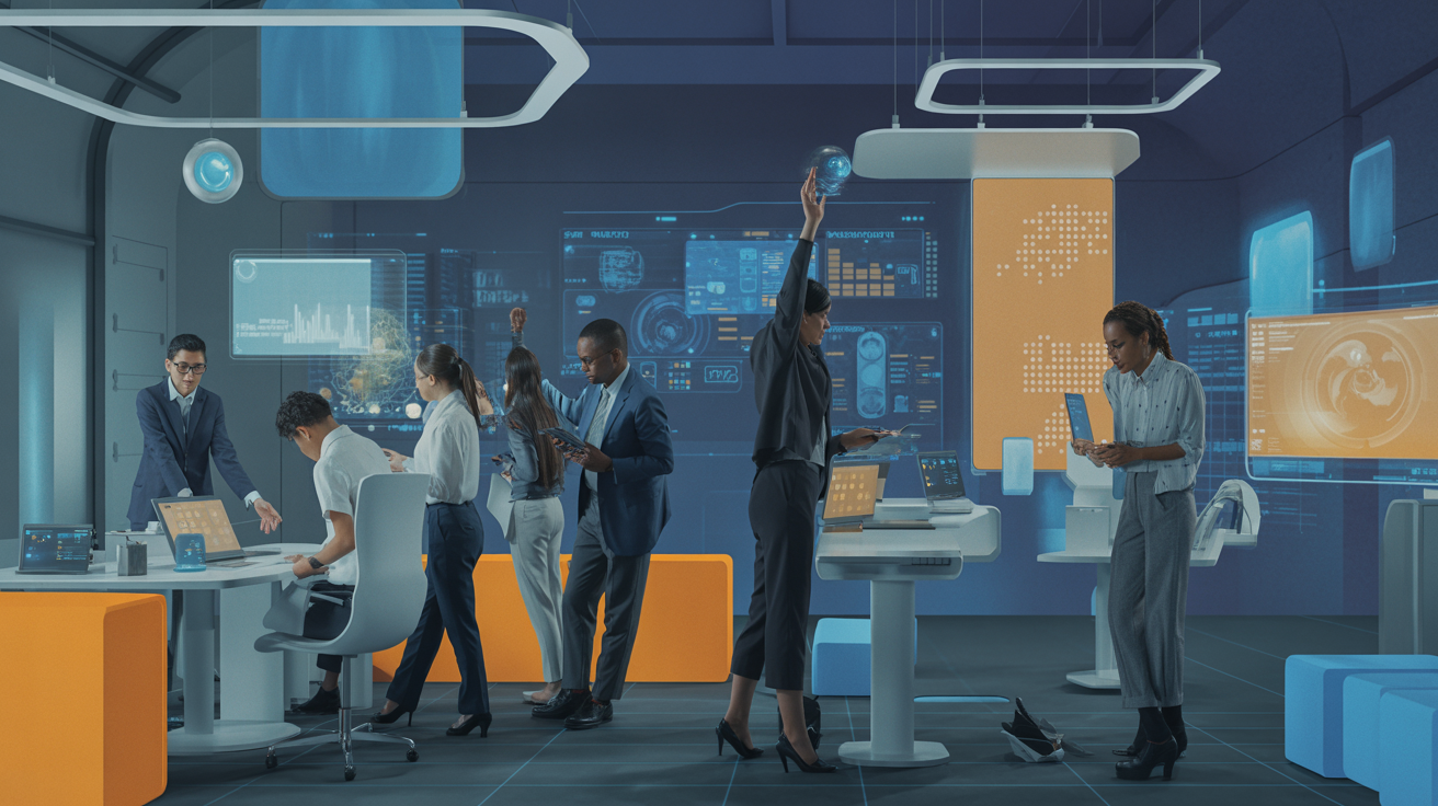 Corporate team collaboration and digital innovation