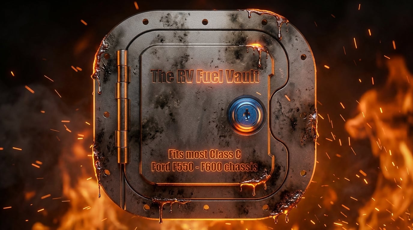 RV Fuel Cap Cover 3D CAD rendering — technical blueprint