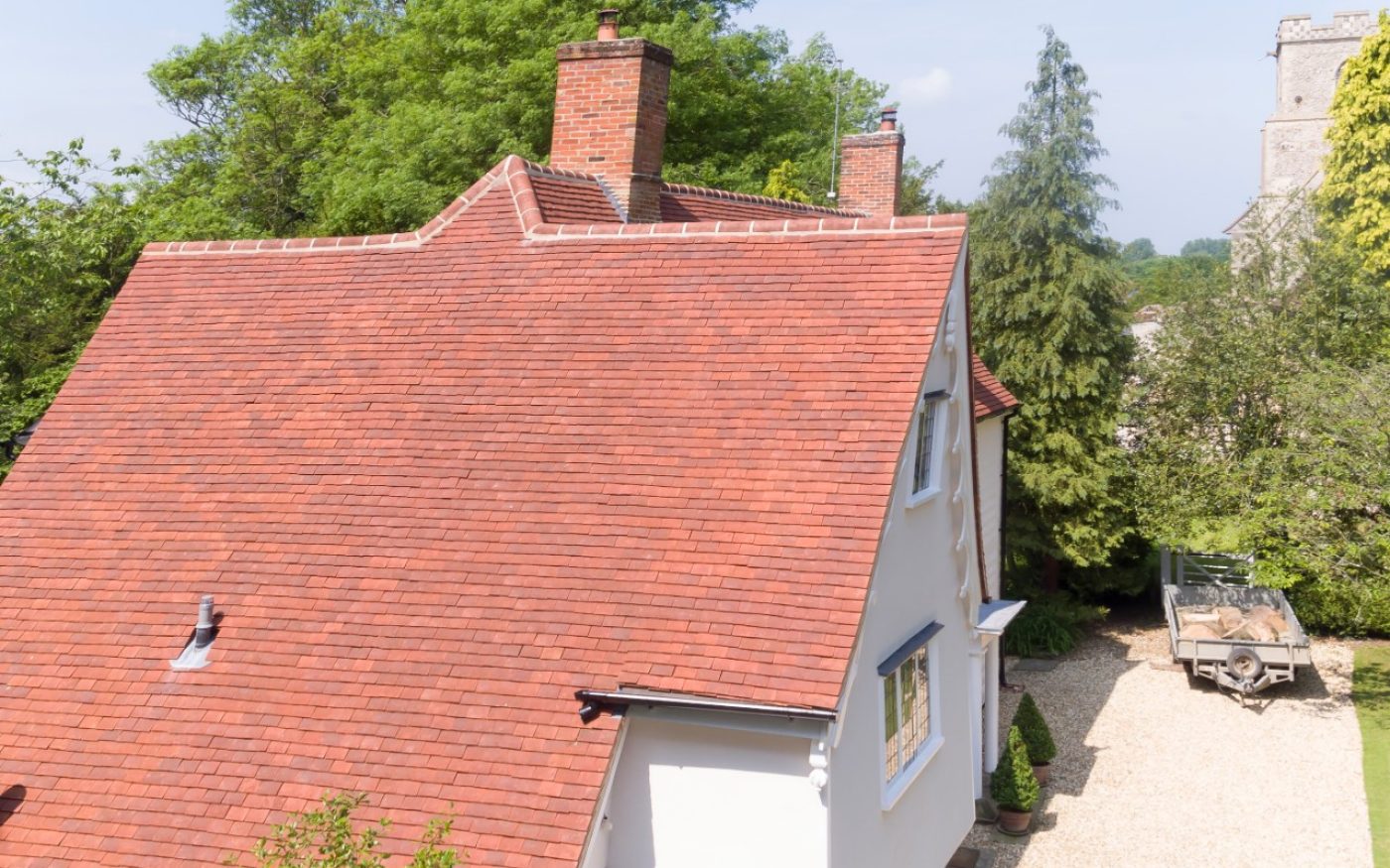 Completed tile roof on traditional British home