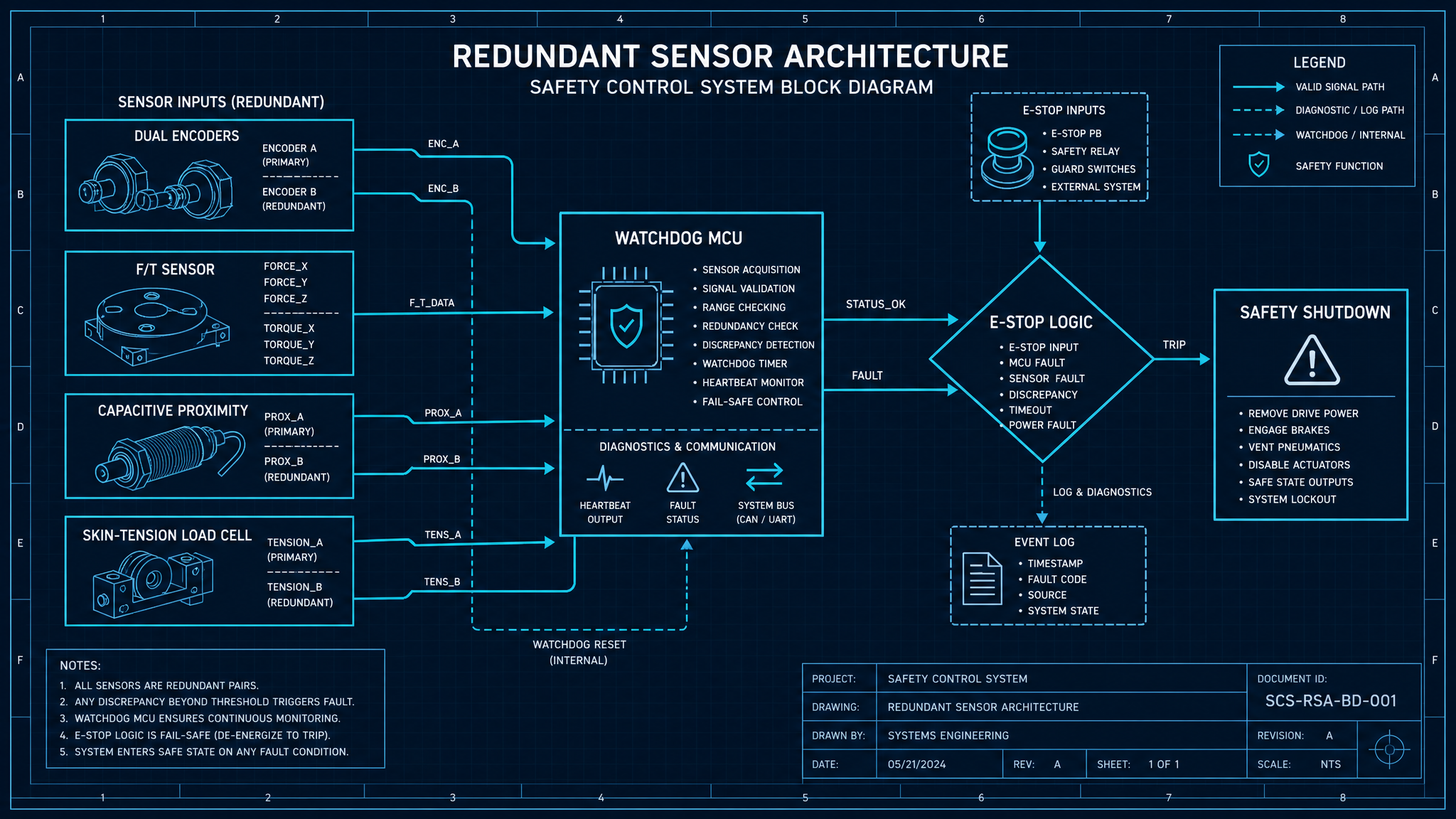Safety system schematic block diagram