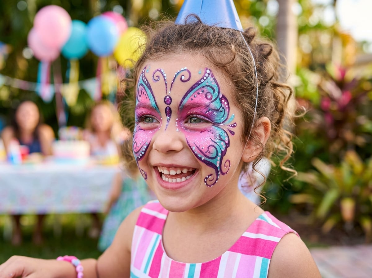 Diseño de mariposa profesional en face painting