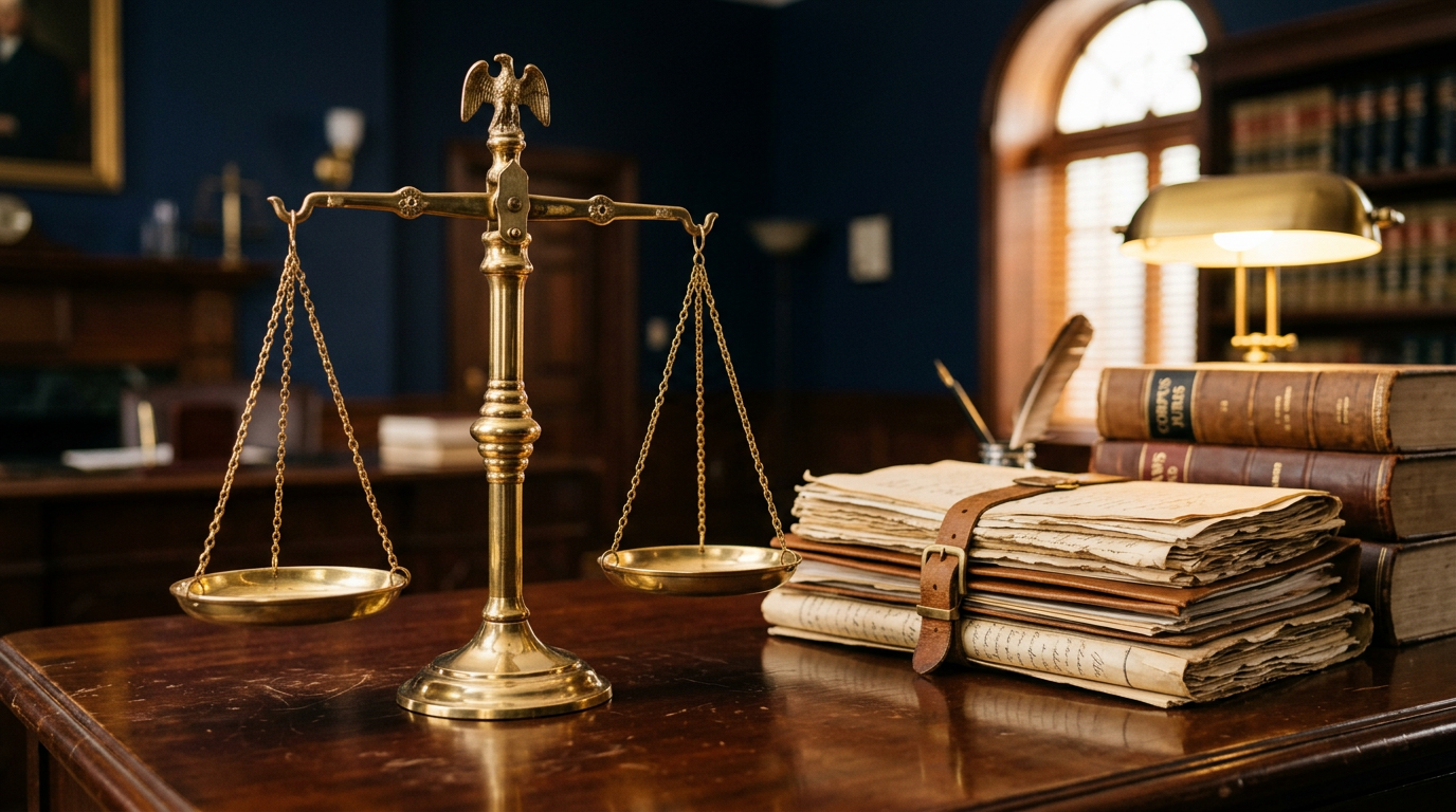 Balanced scales of justice beside legal documents representing fees capped by law