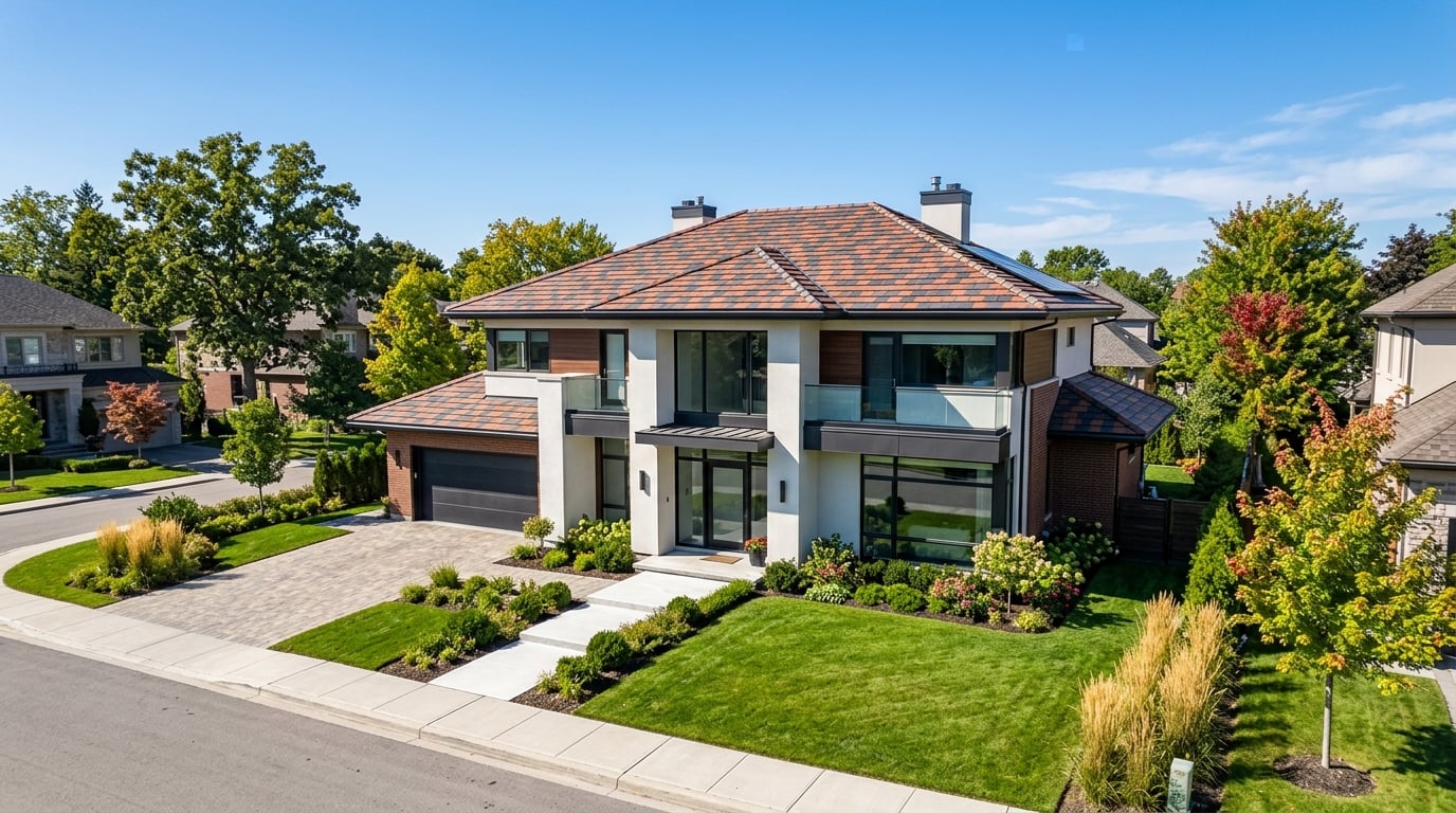 Beautiful modern house with professional roofing