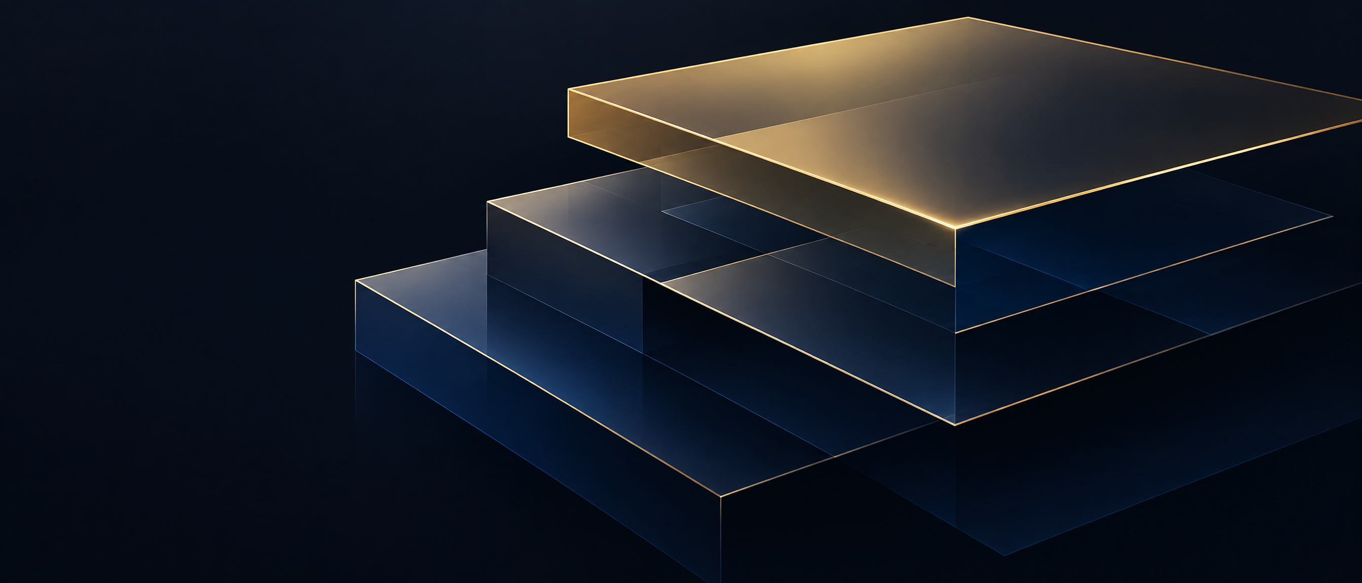 Abstract navy and gold layered planes representing management fee and head office allocation for GCCs
