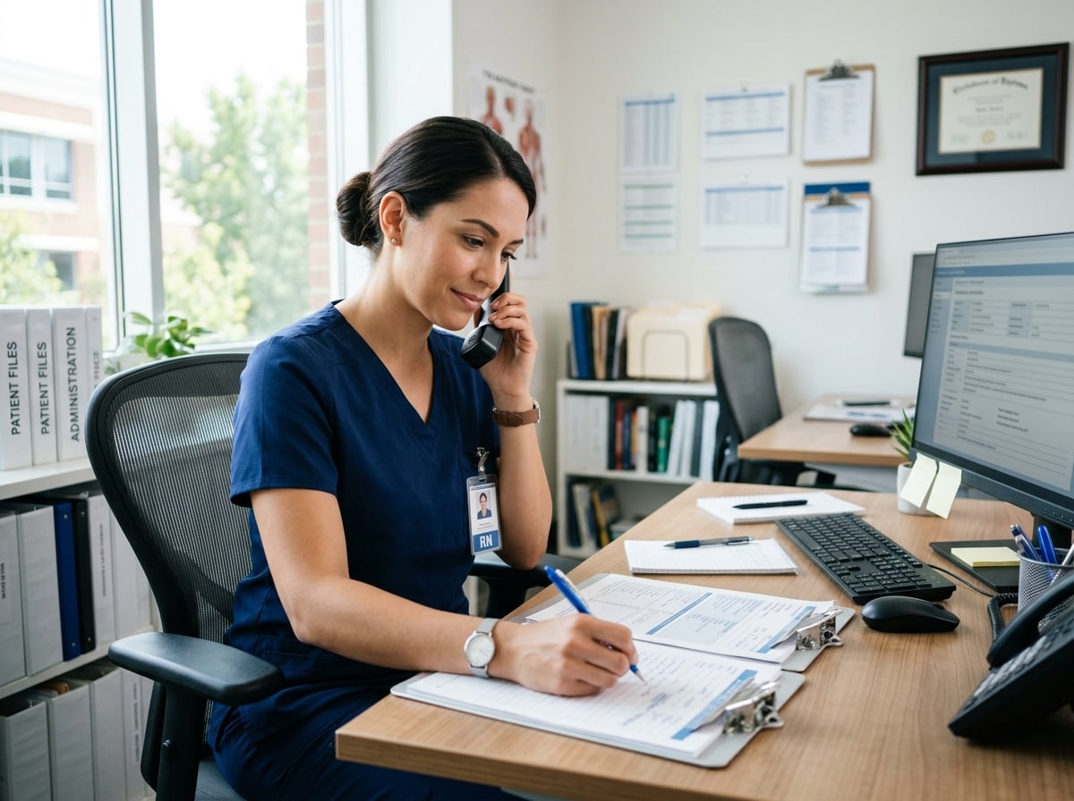 Nurse taking a phone call