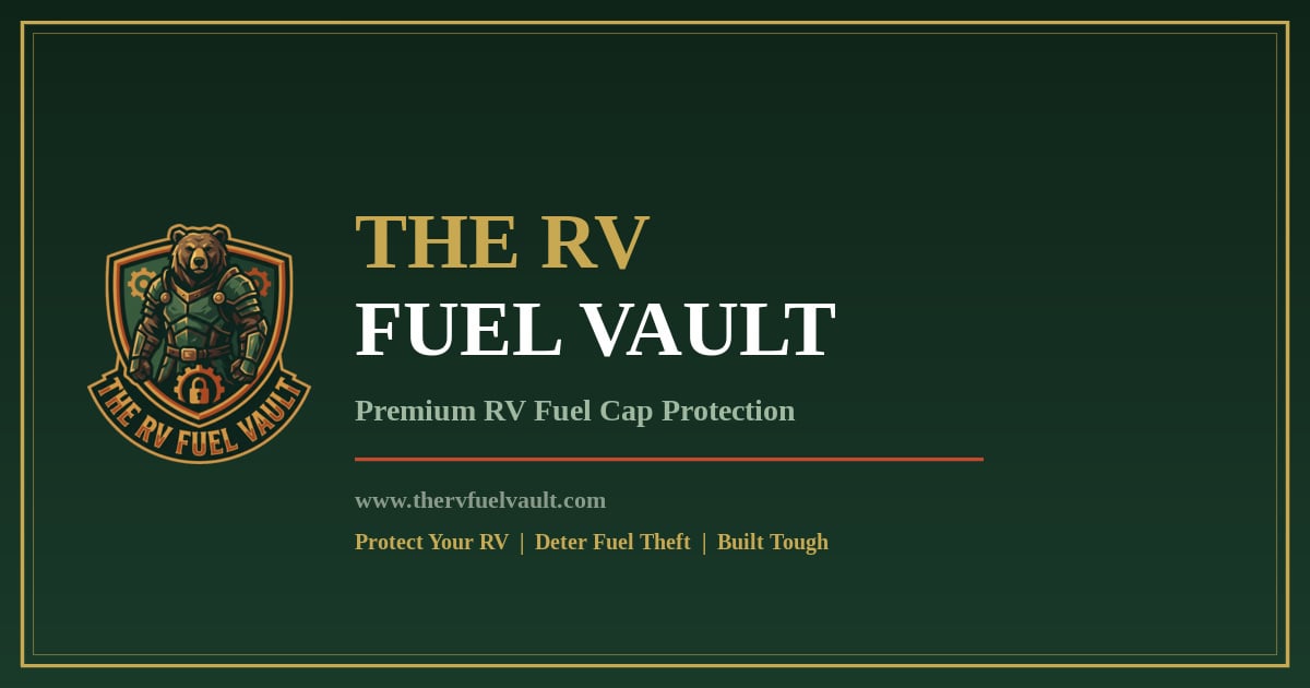 The RV Fuel Vault installed — slick, rugged, factory-finished fuel door cover