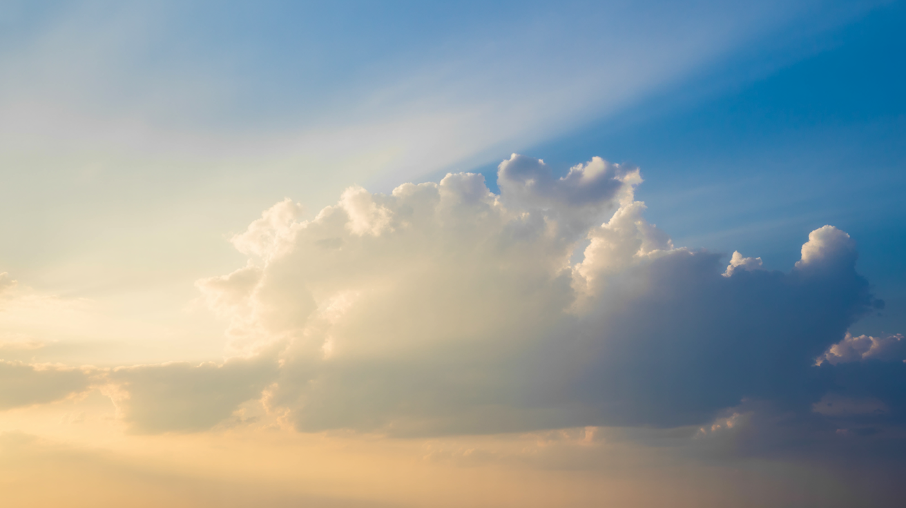 Divine light breaking through clouds