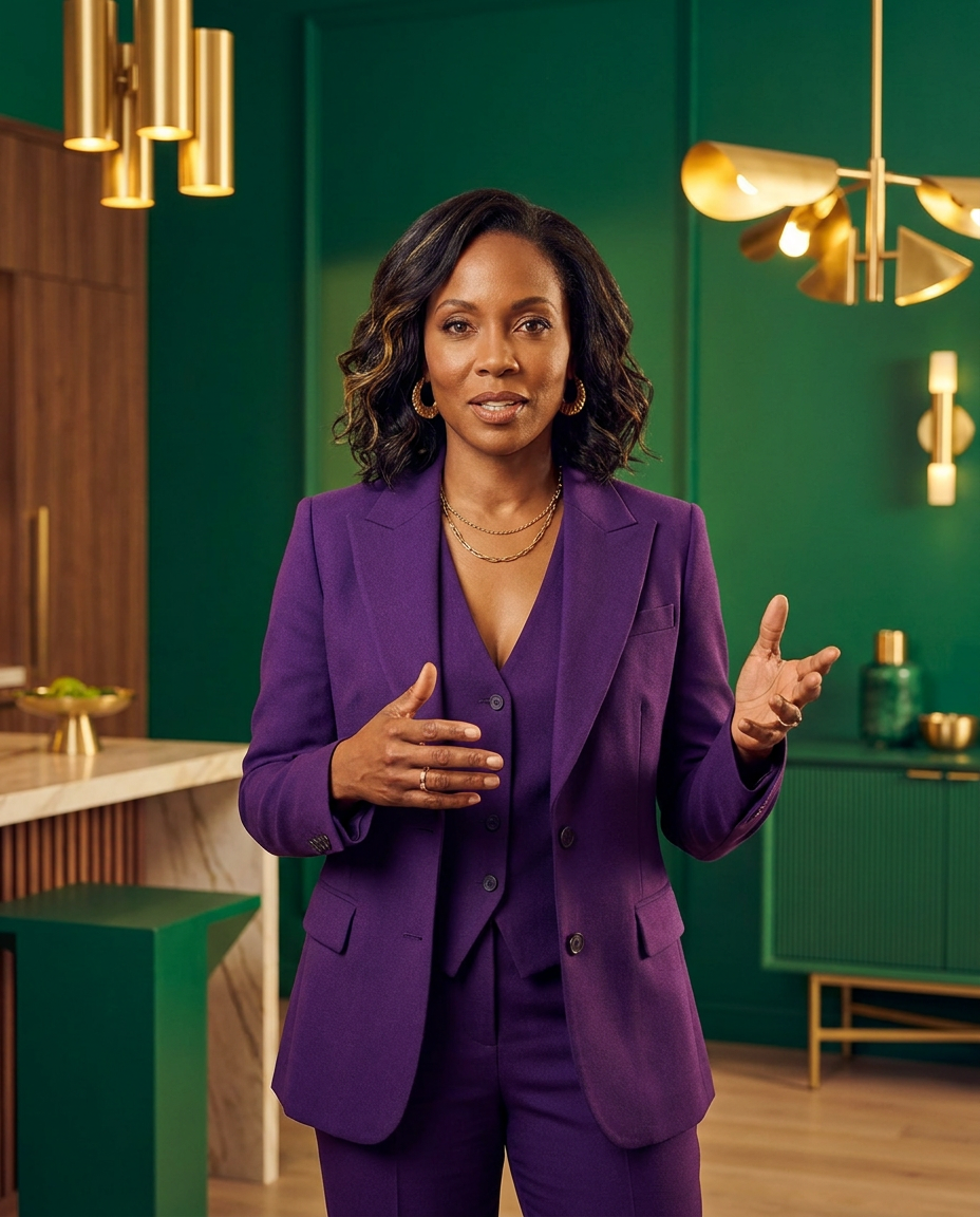 Dee leading a high-level sales conversation in a modern office