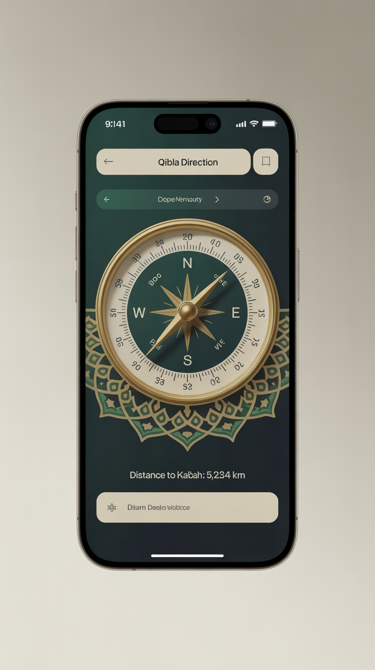 Siraat Qibla compass feature