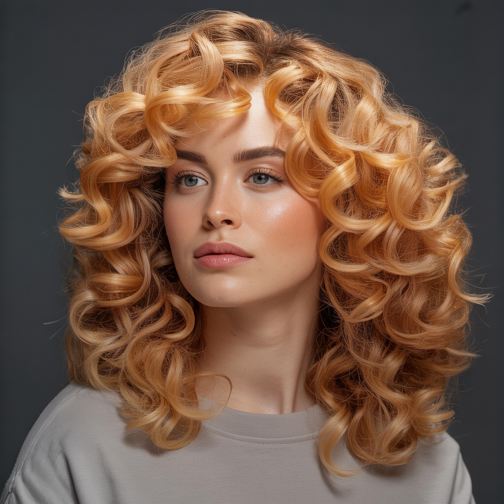 Perfekt gestyltes lockiges Haar