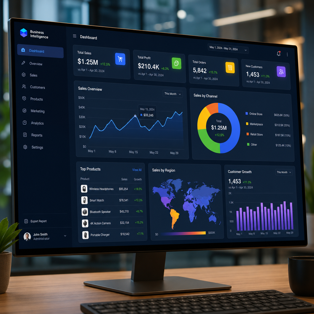 Dashboard de Business Intelligence com métricas