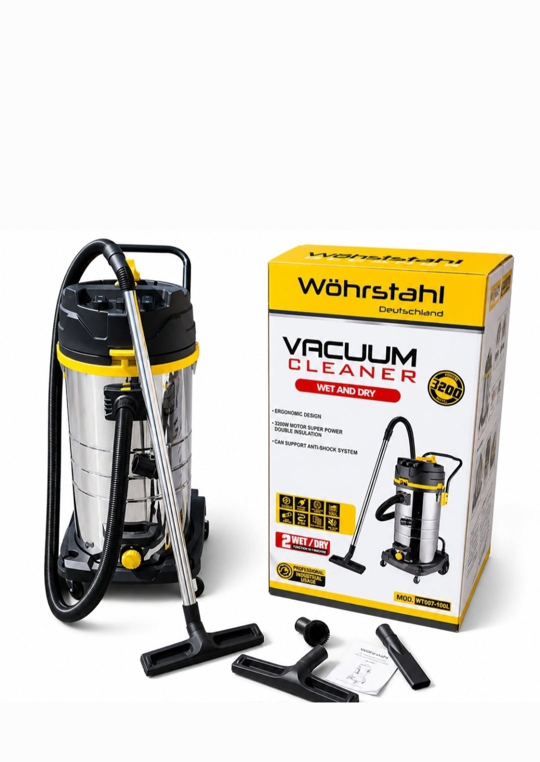 Wöhrstahl WT-007 100L 3200W Industrial Vacuum Cleaner