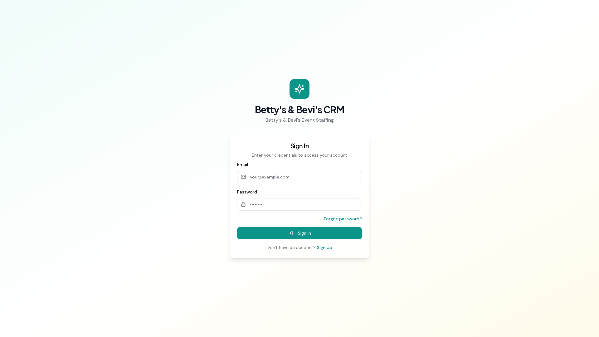 Live demo preview of Betty's & Bevi's CRM — a fully functional business crm website built by Contractor Website Pros