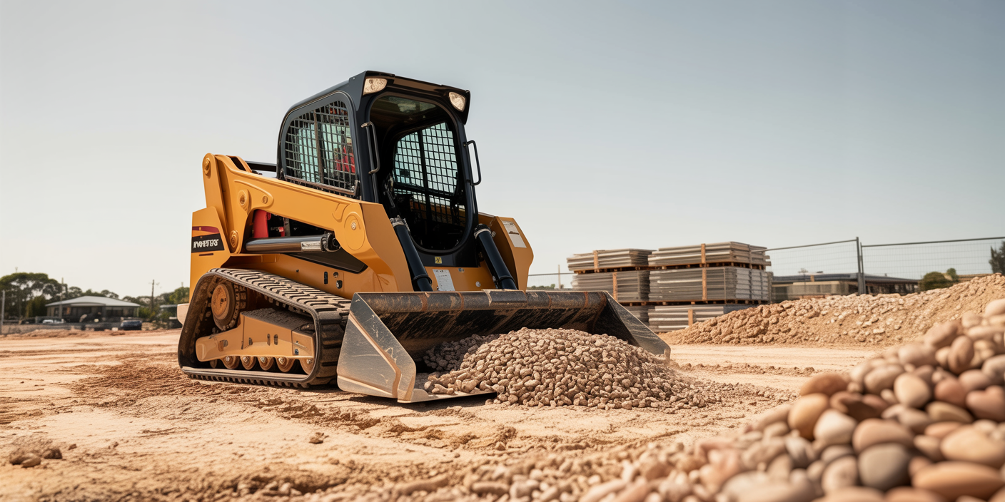 Compact track loader posi-track working on construction site
