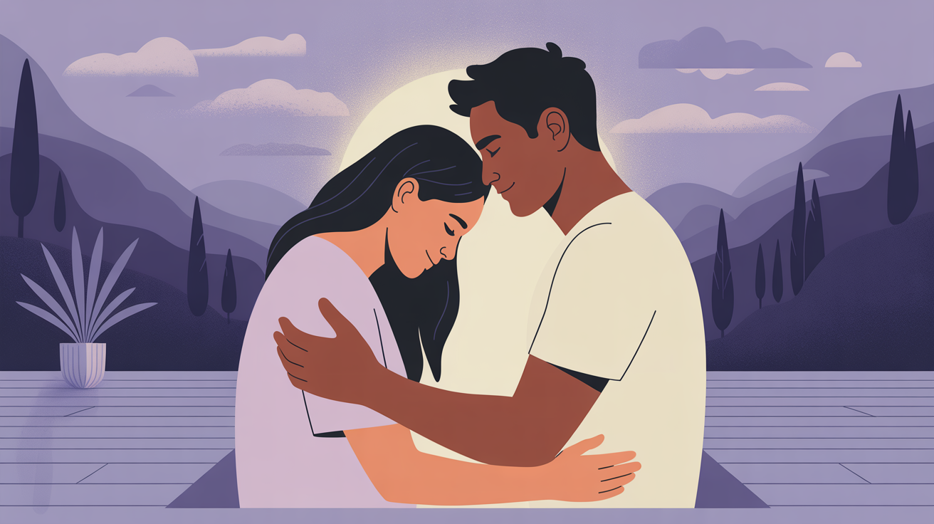 Pareja reconciliándose y encontrando paz