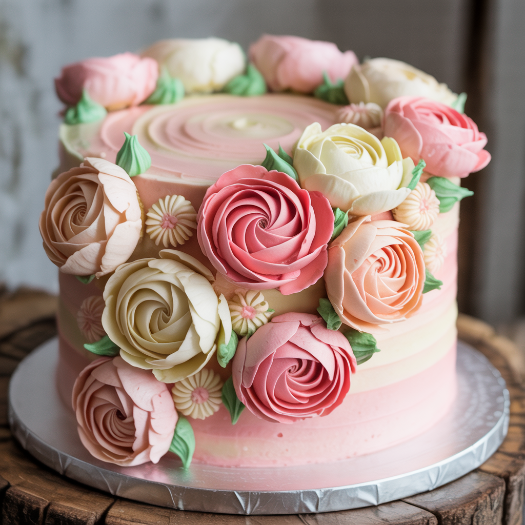 Pastel Garden Floral Cake