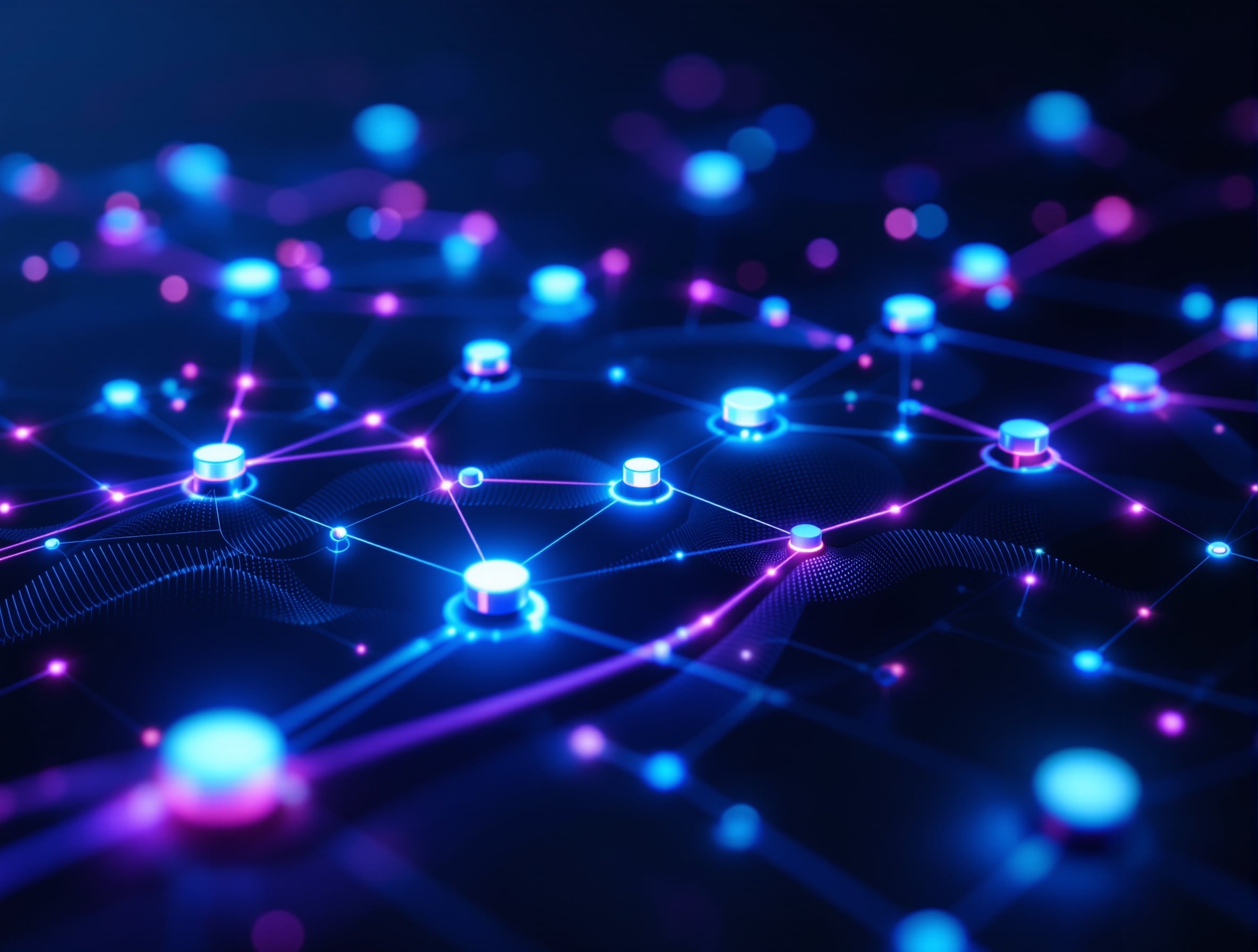 AI Automations & Workflows — abstract blue-purple tech visualization