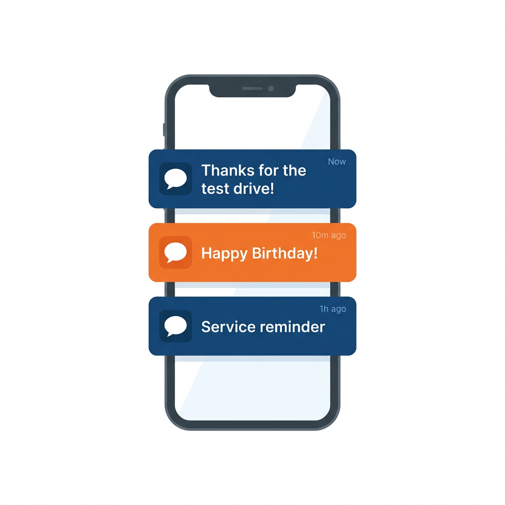 Phone showing automatic follow-up messages
