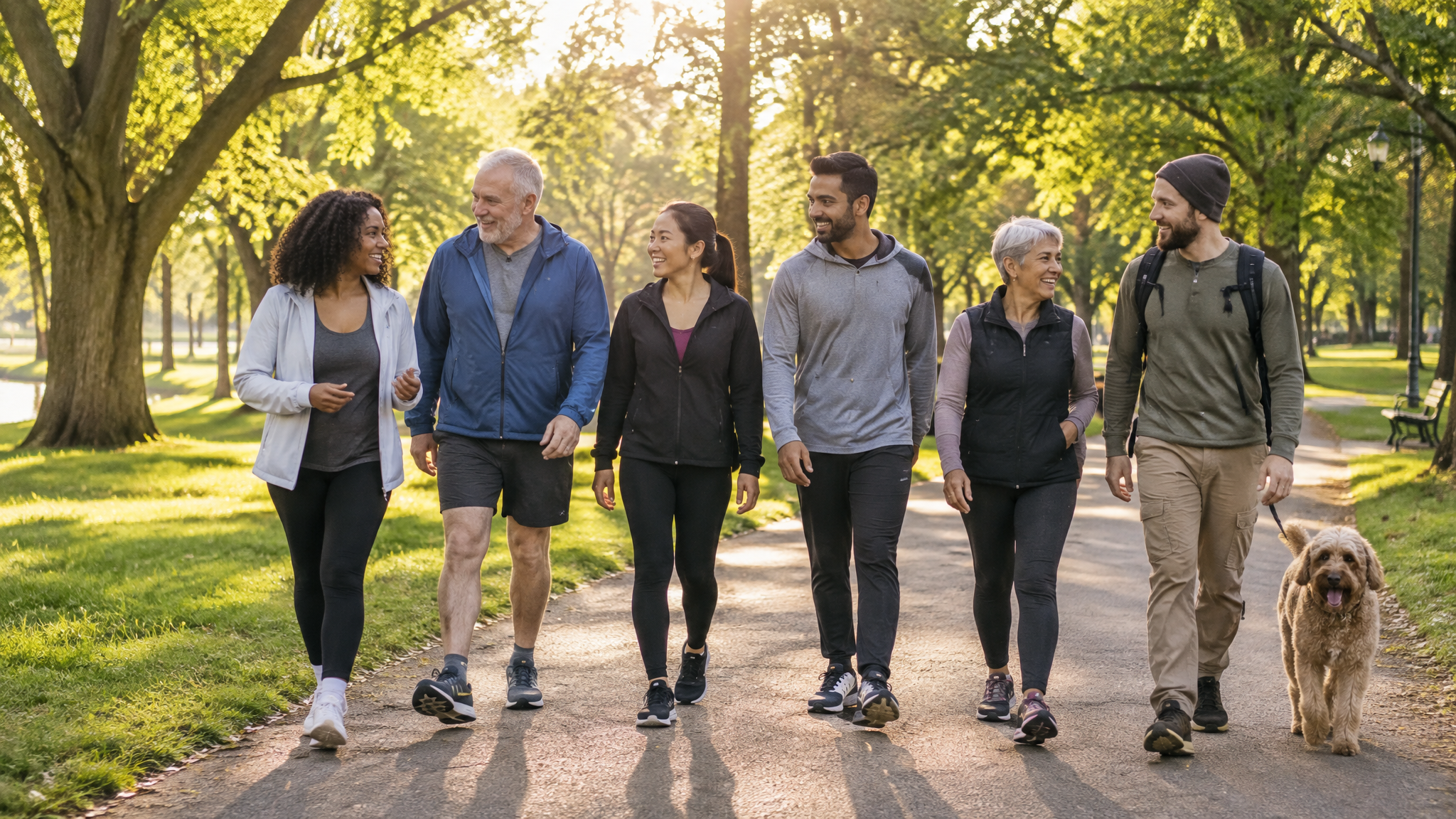 Supportive community walking together