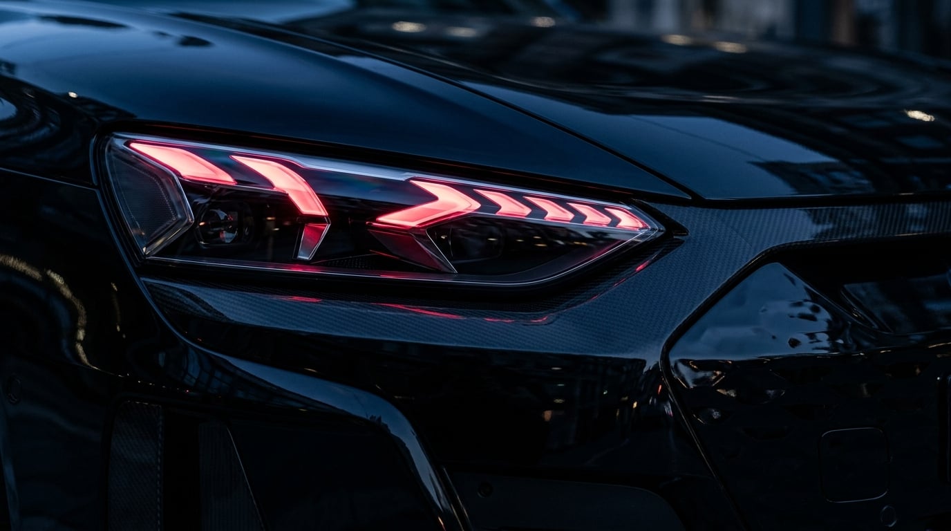 Premium automotive detail with crimson accent lighting