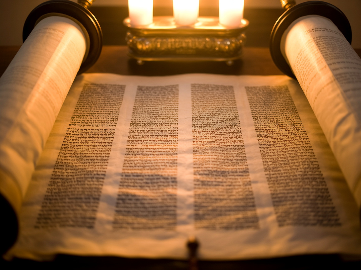 Torah scroll with Hebrew scriptures