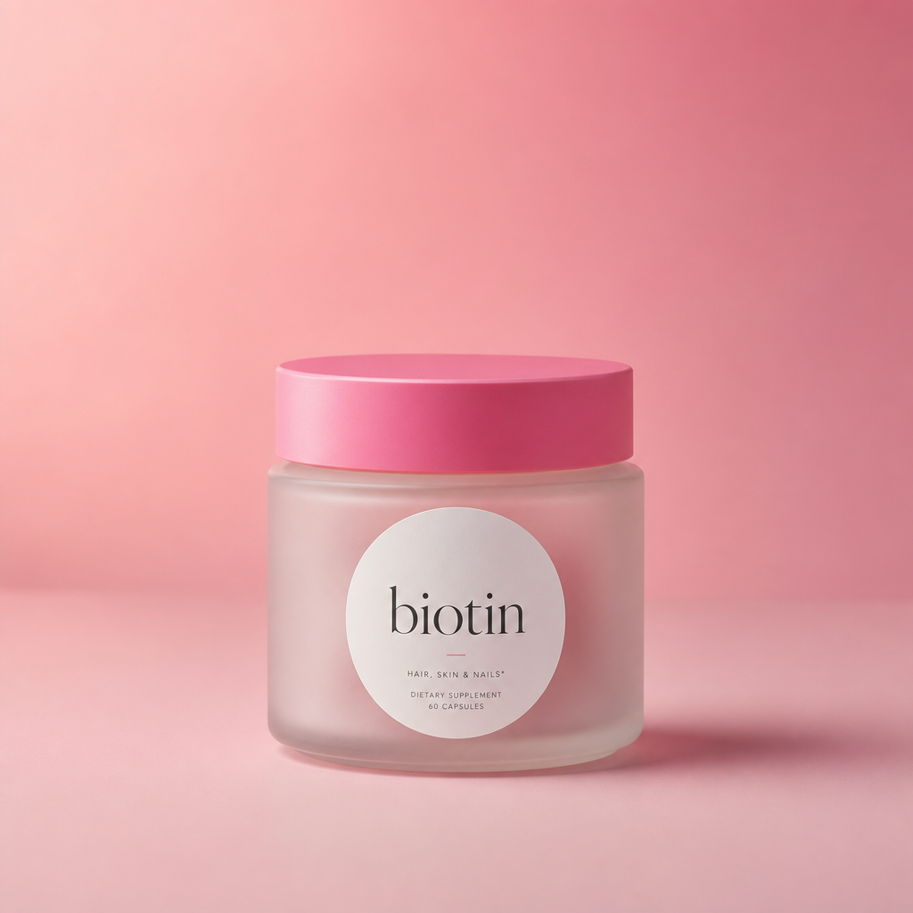 Biotin supplement jar by mynd fields