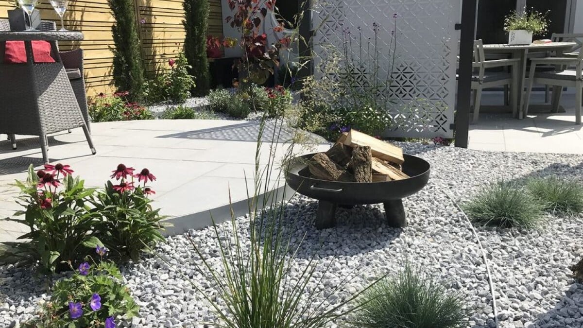 Grey stone patio slabs
