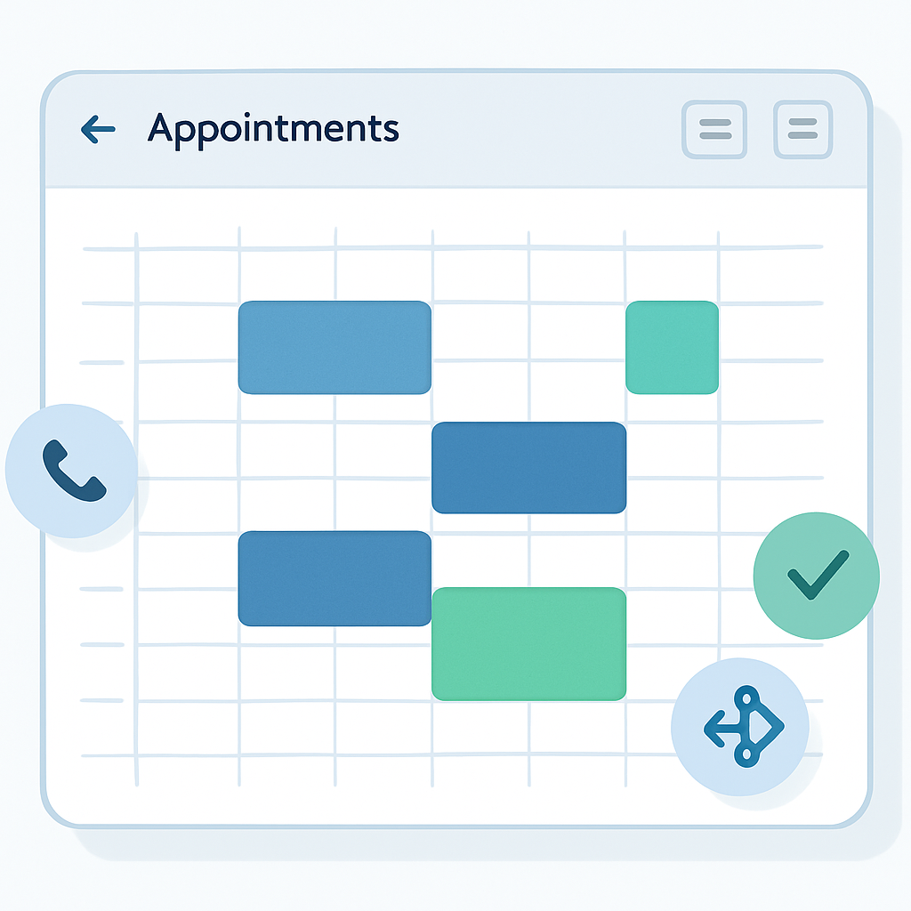 Smart Appointment Booking illustration showing AI receptionist capabilities