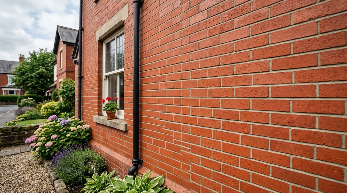 Clean brick wall after professional pressure washing