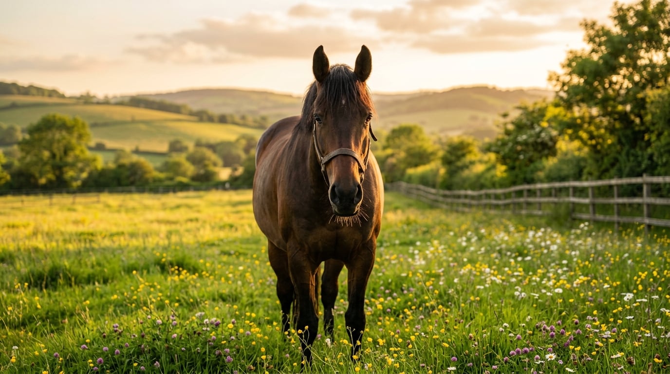 Horse in pastoral setting