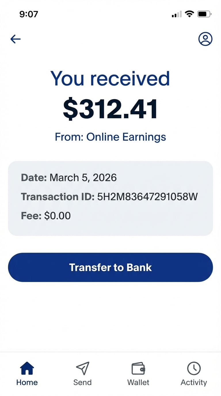 Payment received $312.41 on March 5