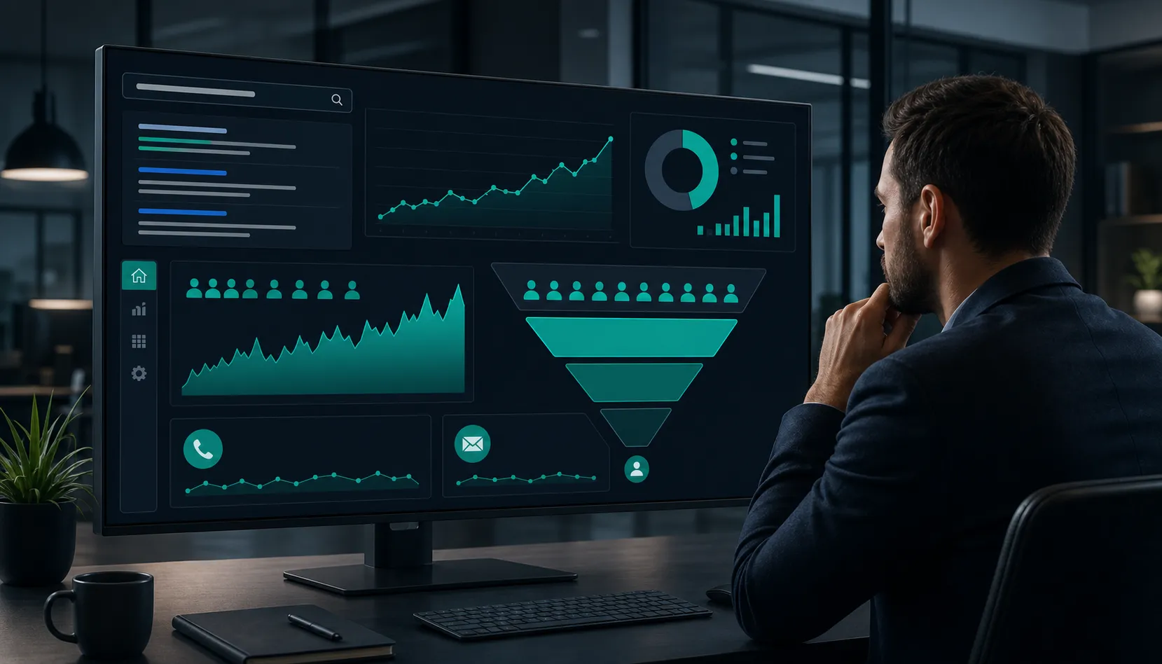 Pessoa a analisar uma campanha Google Ads com visitas elevadas e poucos contactos gerados