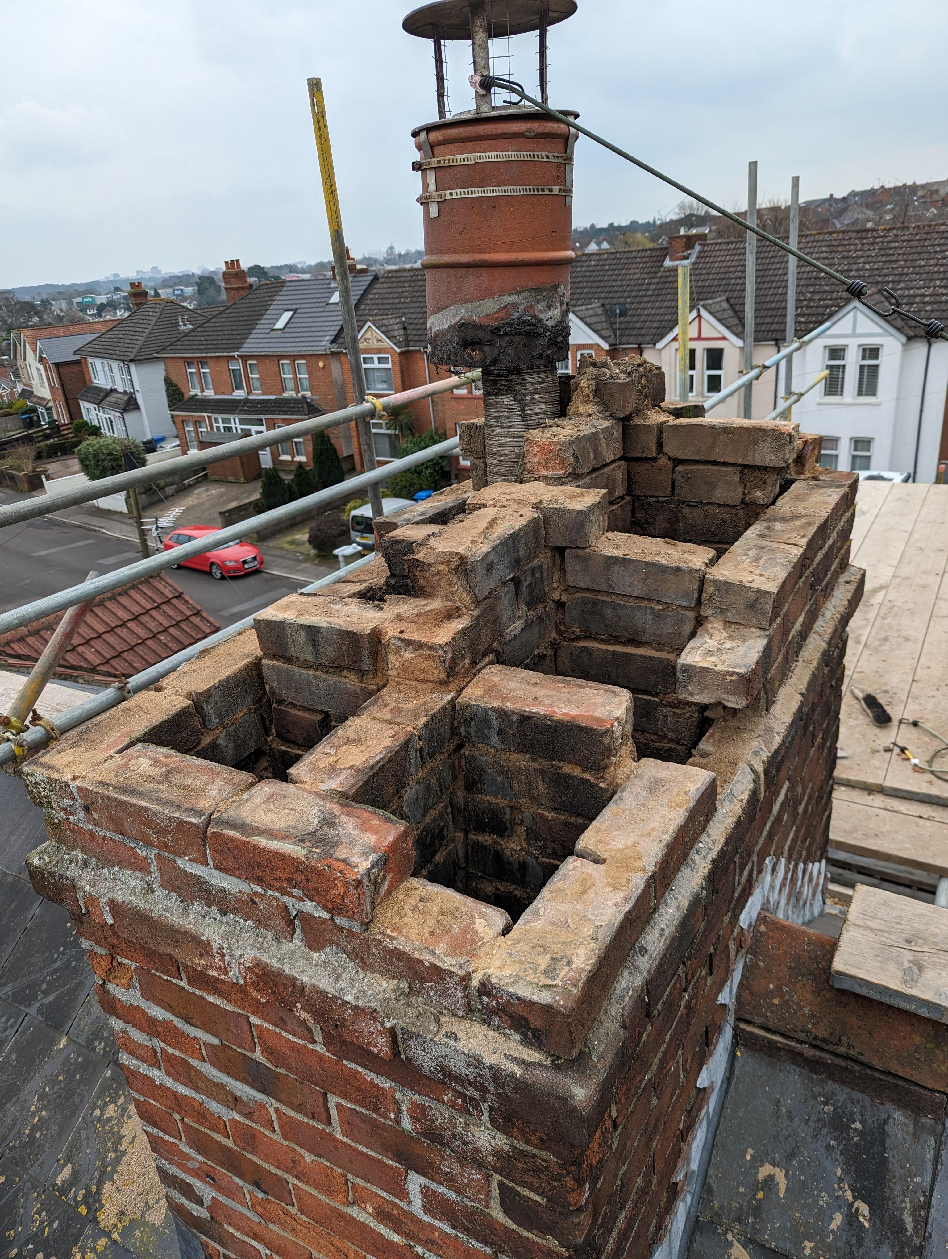 Completed chimney rebuild on UK house
