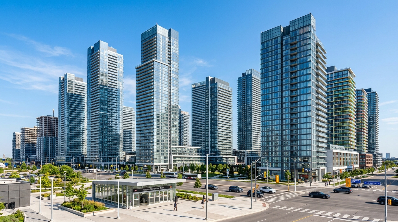 Vaughan Metropolitan Centre modern high-rise glass condo towers skyline