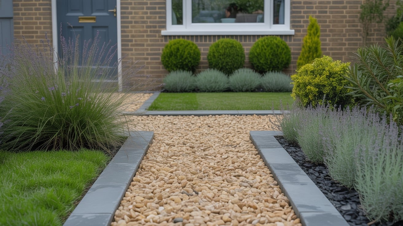 Landscaped front garden with gravel
