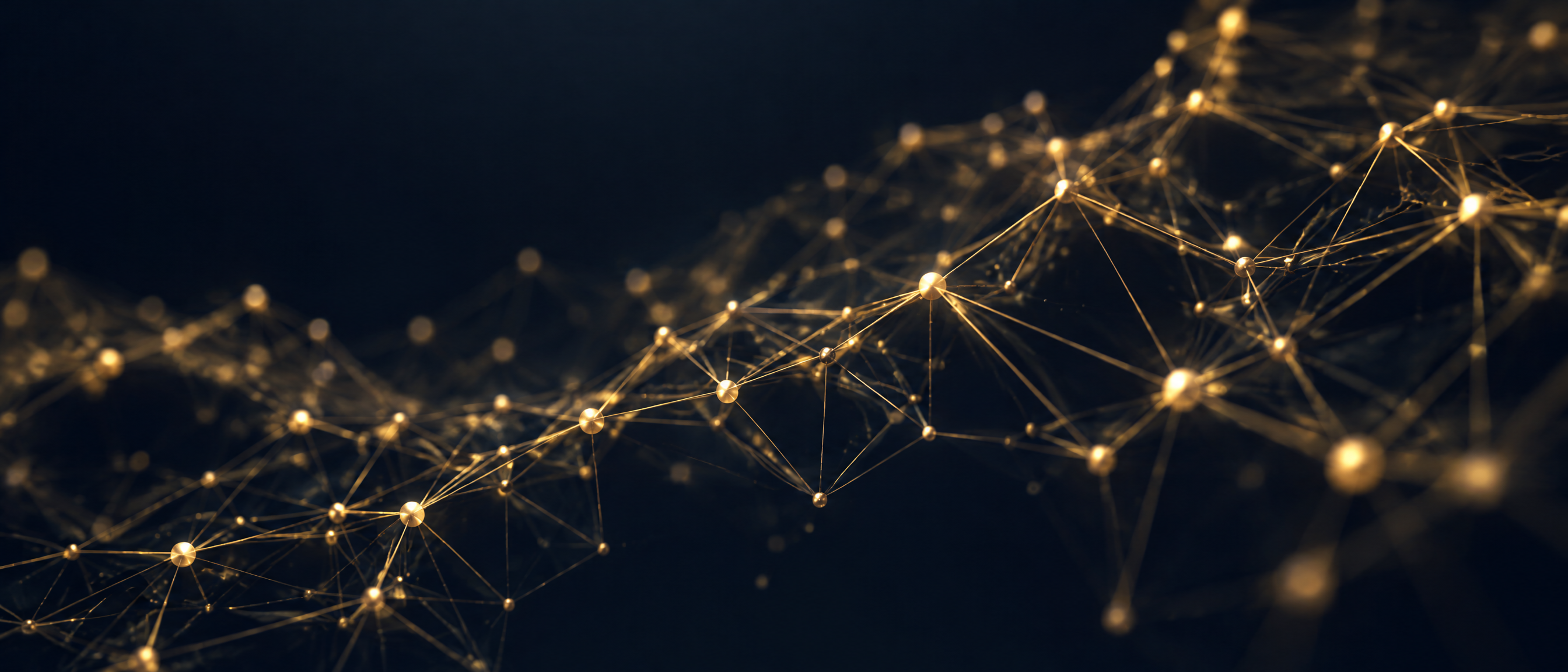 Abstract navy and gold connected node lattice representing AI model development agreements for GCCs