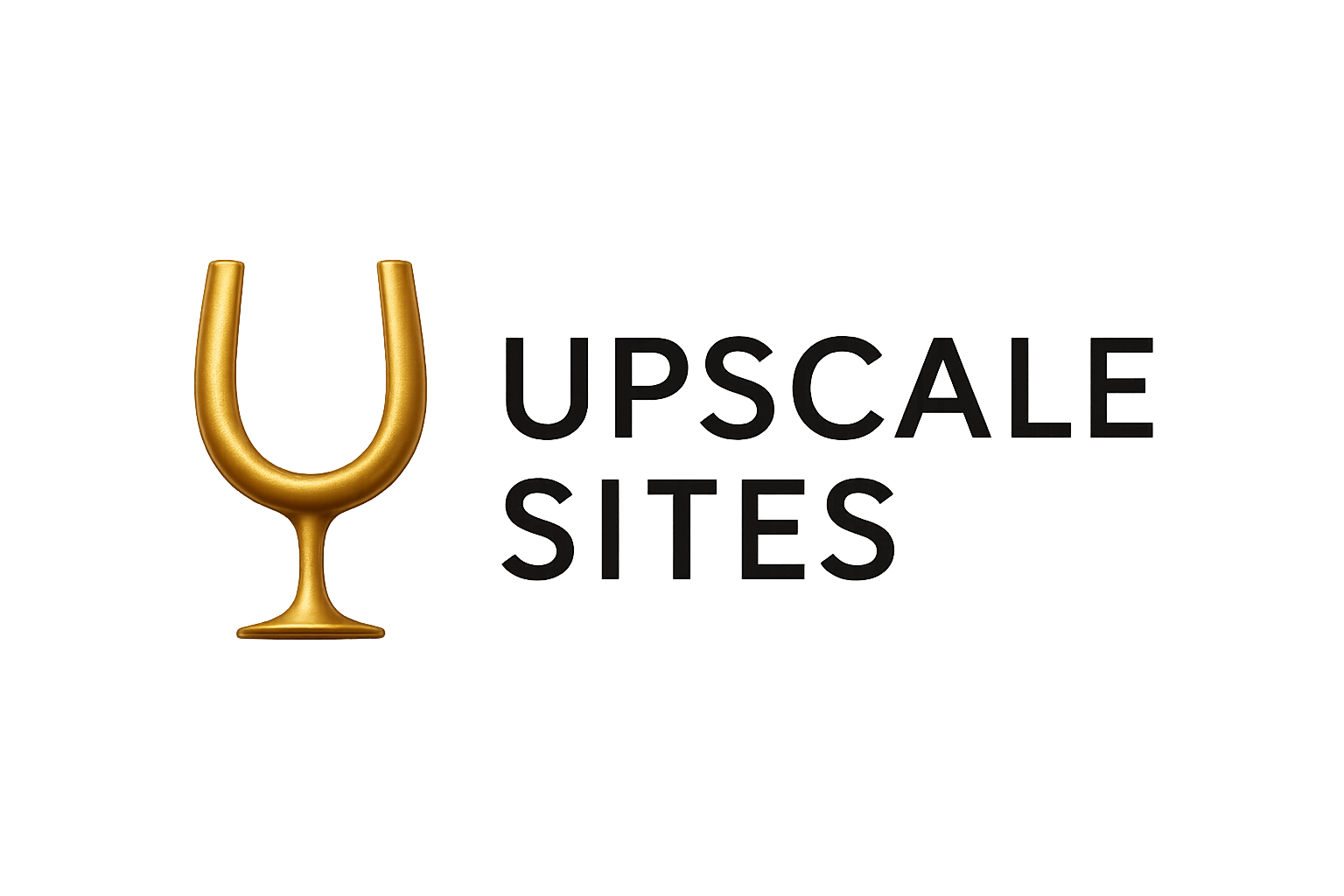 Upscale Sites - Gold Wine Glass U Logo