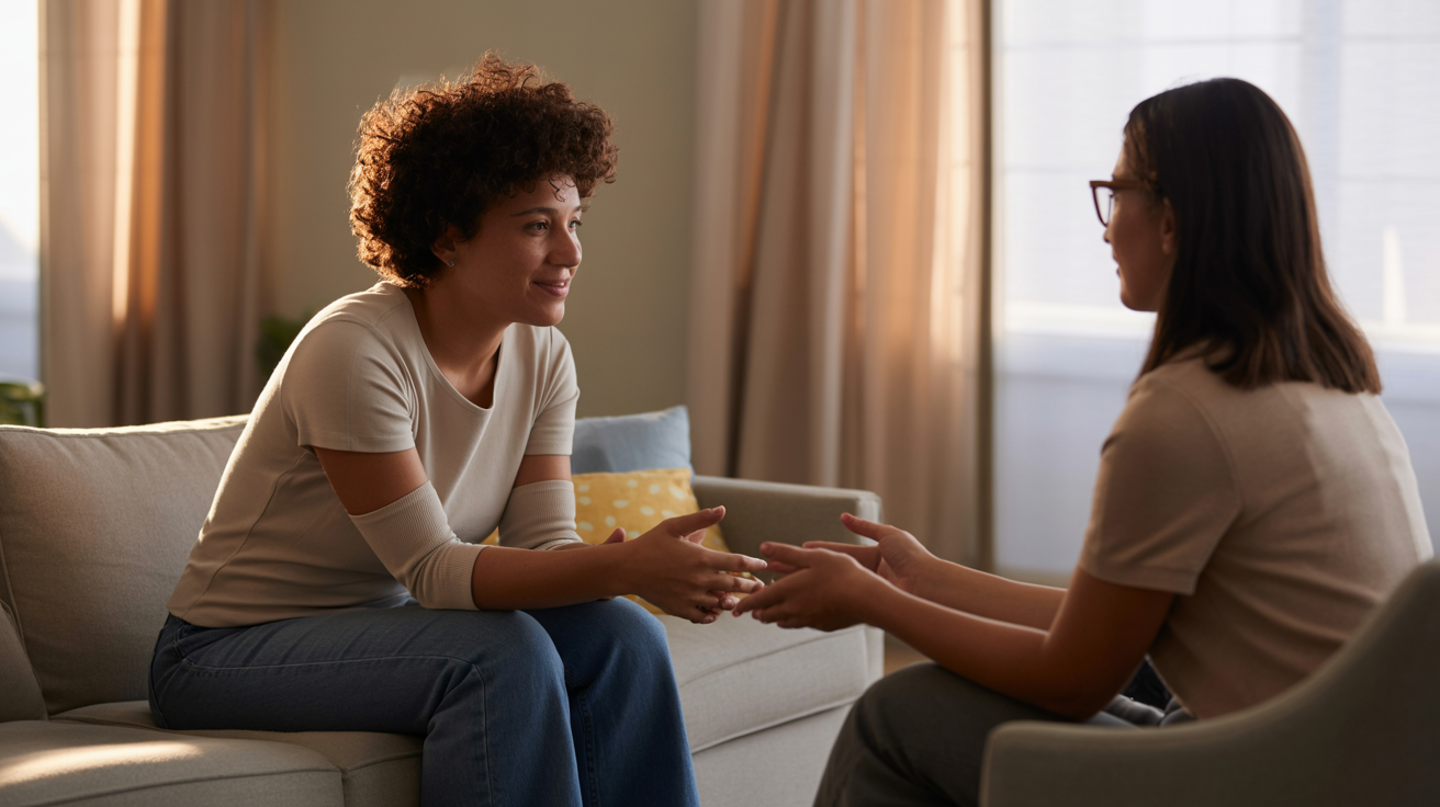 LGBTQI+ individual in therapy session