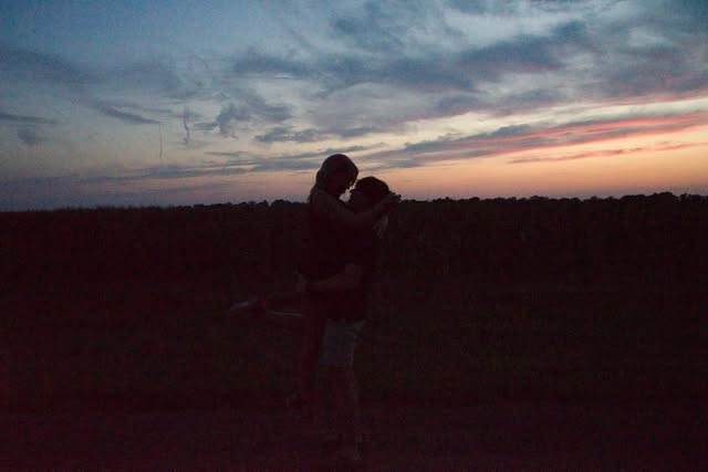 Silhouetted pair at sunset.