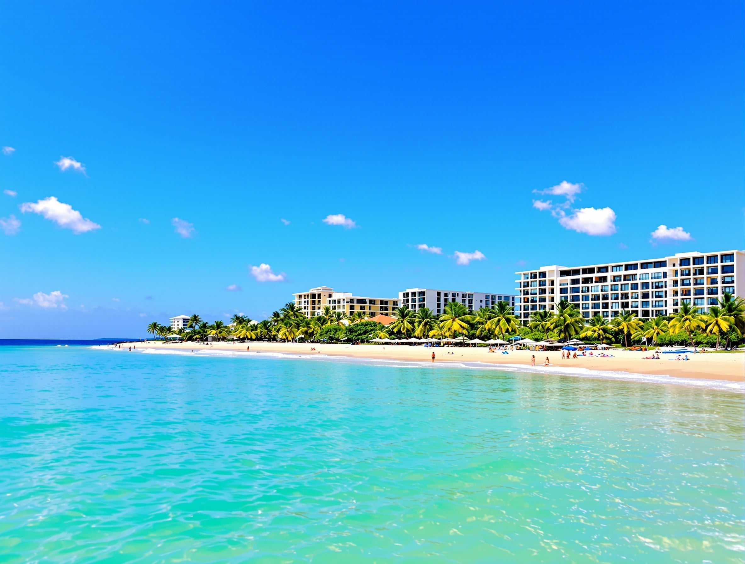 Beautiful tropical setting of Coronado, Panama with beach and palm trees