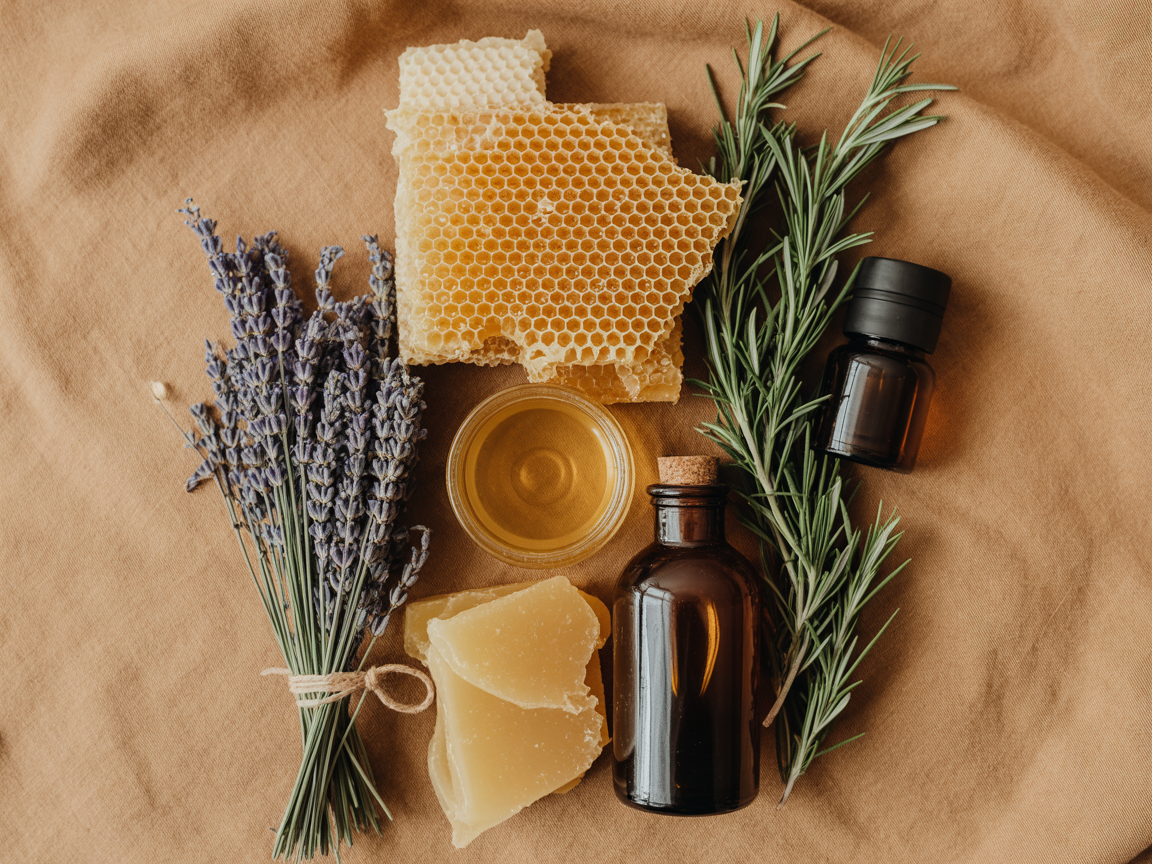 Natural ingredients: honey, lavender, rosemary, olive oil