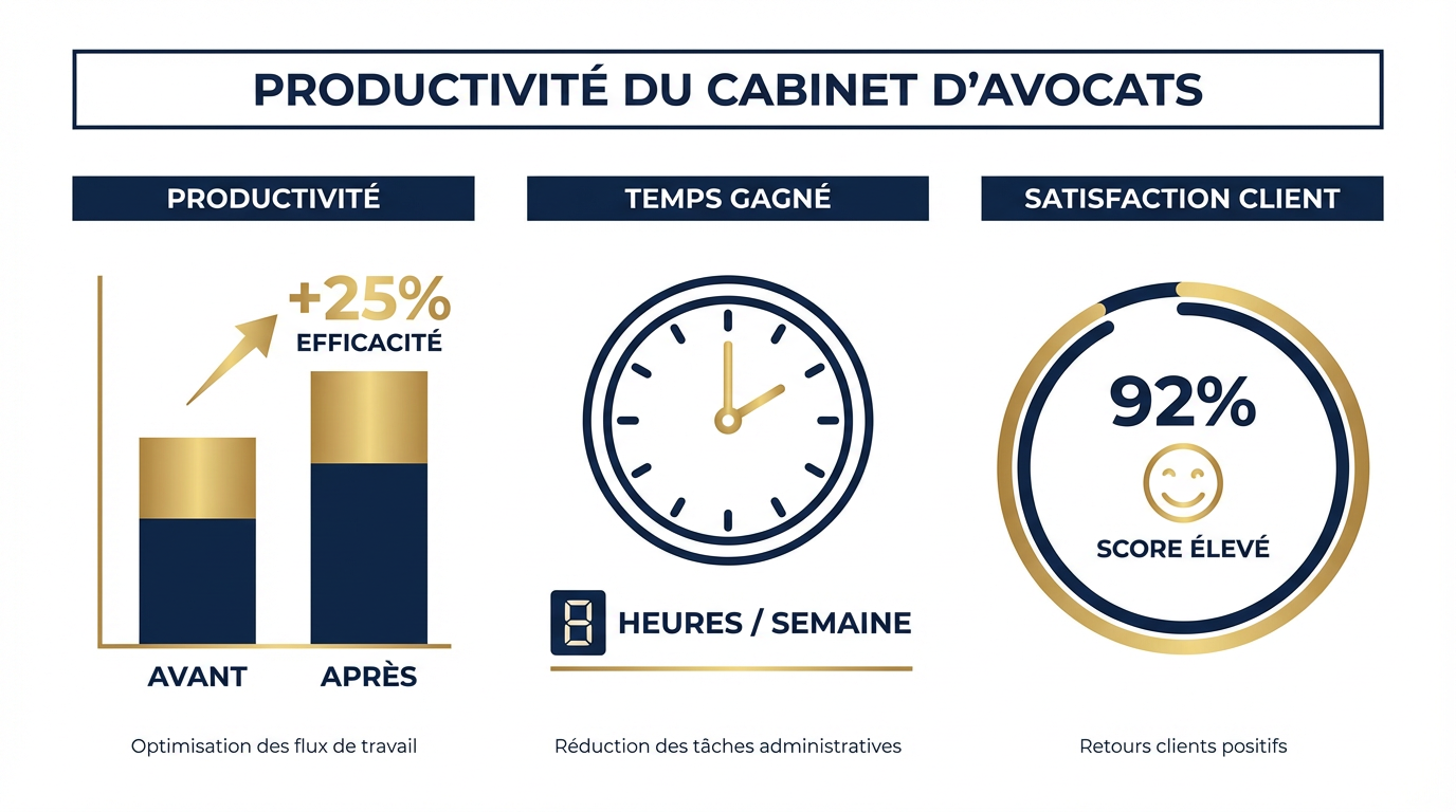 Résultats automatisation cabinet avocat - Gain de temps avec agent IA juridique